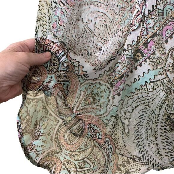 CATO Sheer Graphic Tunic Blouse Size Medium Coverup - Picture 2 of 10